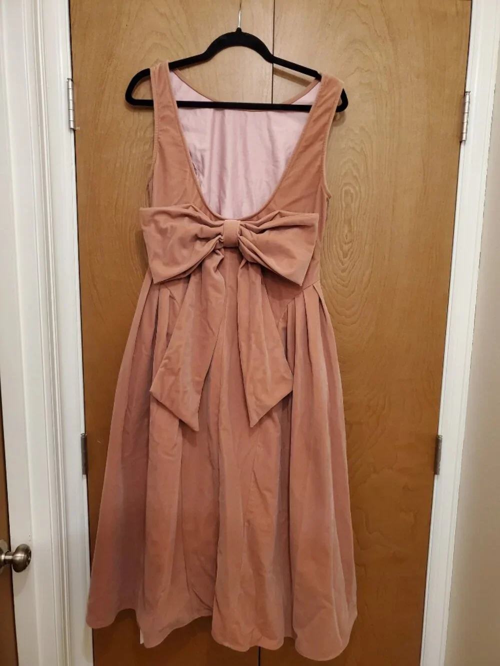 NWT Cider Boat Neck Velvet Bowknot Backless Midi Dress - Picture 2 of 6